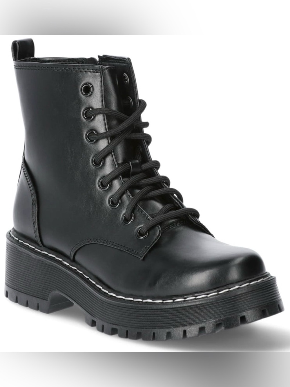 Black Lace-Up Combat Boot Size 8 Wide